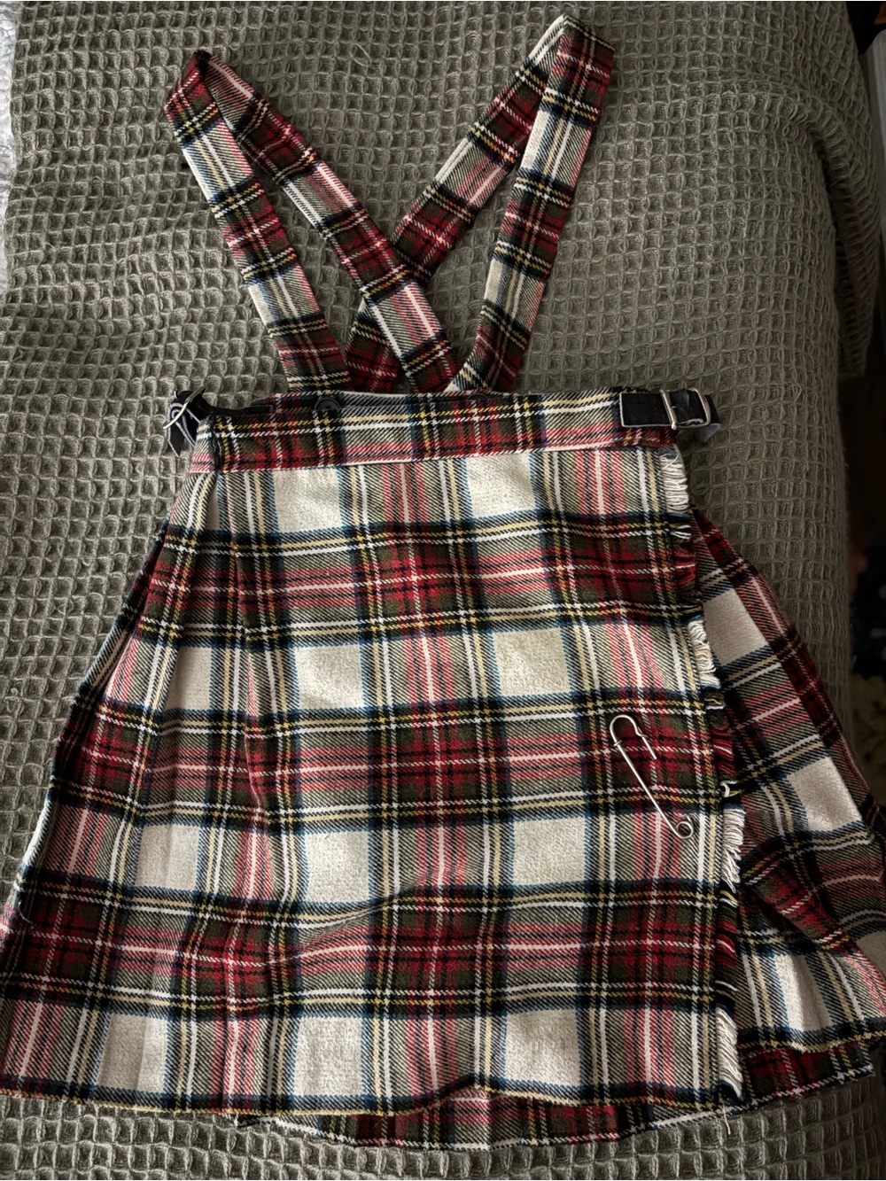 Girls Red Plaid Pinafore Dress with Cross-Back Straps, made in Ireland